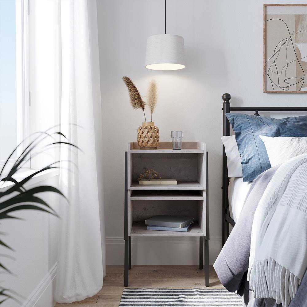 Nightstand Greige and Black FredCo