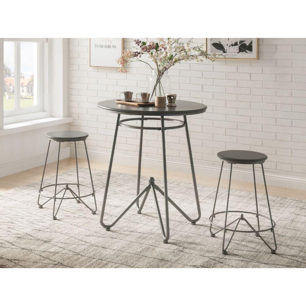 Nimai 3Pc Pk Counter Height Set Gray Oak & Sandy Gray FredCo