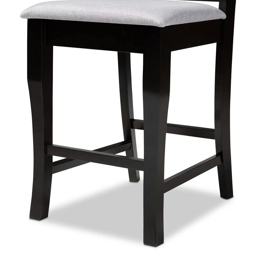Nisa Modern and Contemporary Grey Fabric Upholstered Espresso Brown Finished 5-Piece Wood Pub Set FredCo