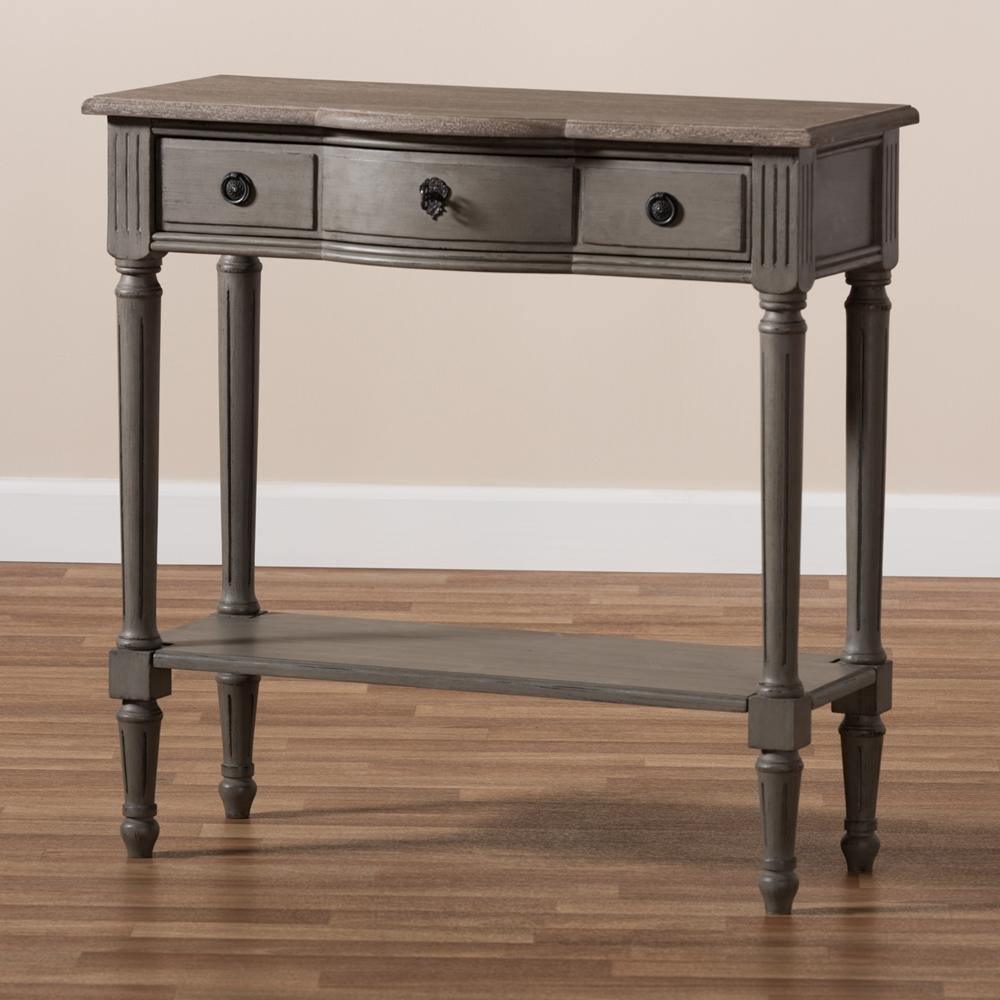 Noelle French Provincial Gray Finished 1-Drawer Wood Console Table FredCo
