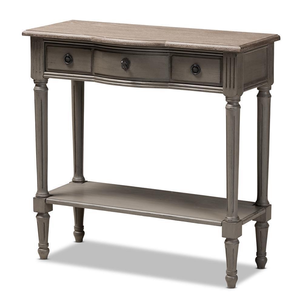 Noelle French Provincial Gray Finished 1-Drawer Wood Console Table FredCo