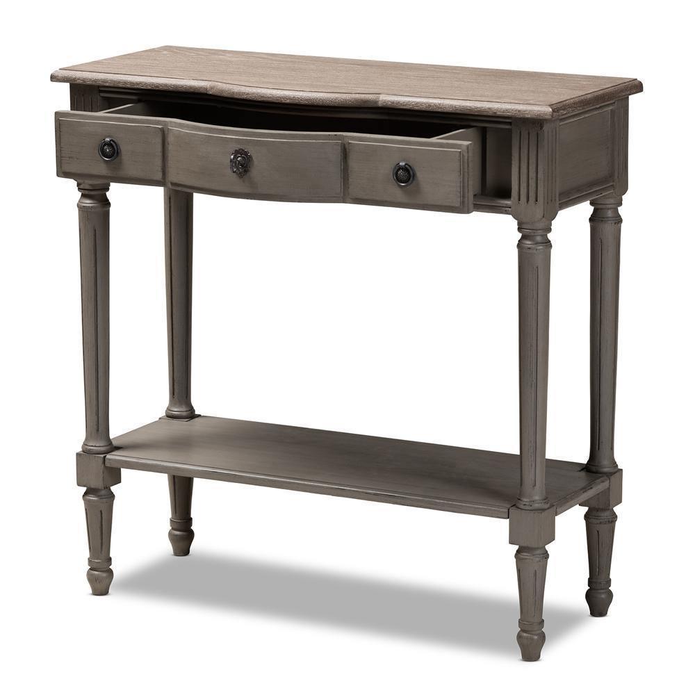 Noelle French Provincial Gray Finished 1-Drawer Wood Console Table FredCo