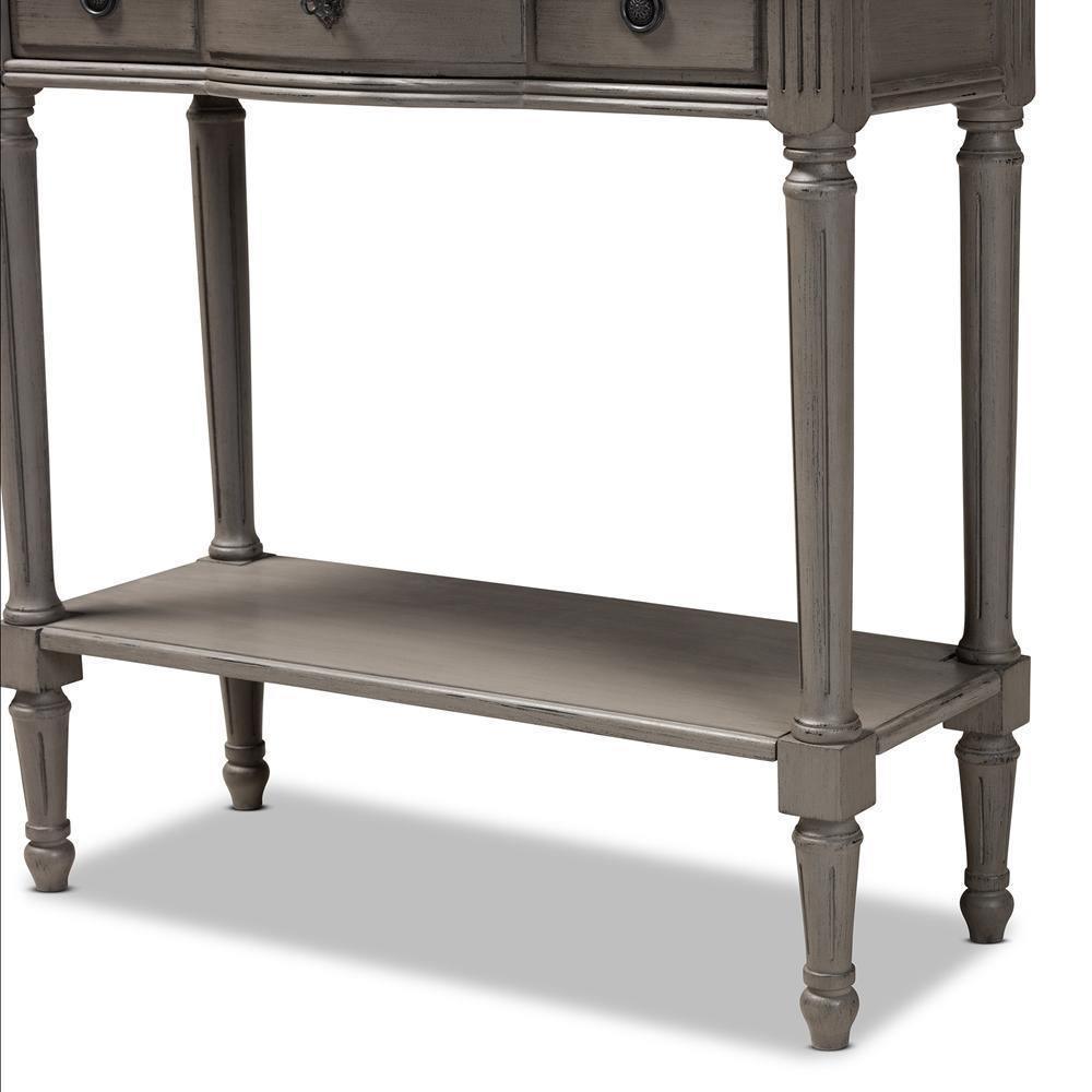 Noelle French Provincial Gray Finished 1-Drawer Wood Console Table FredCo