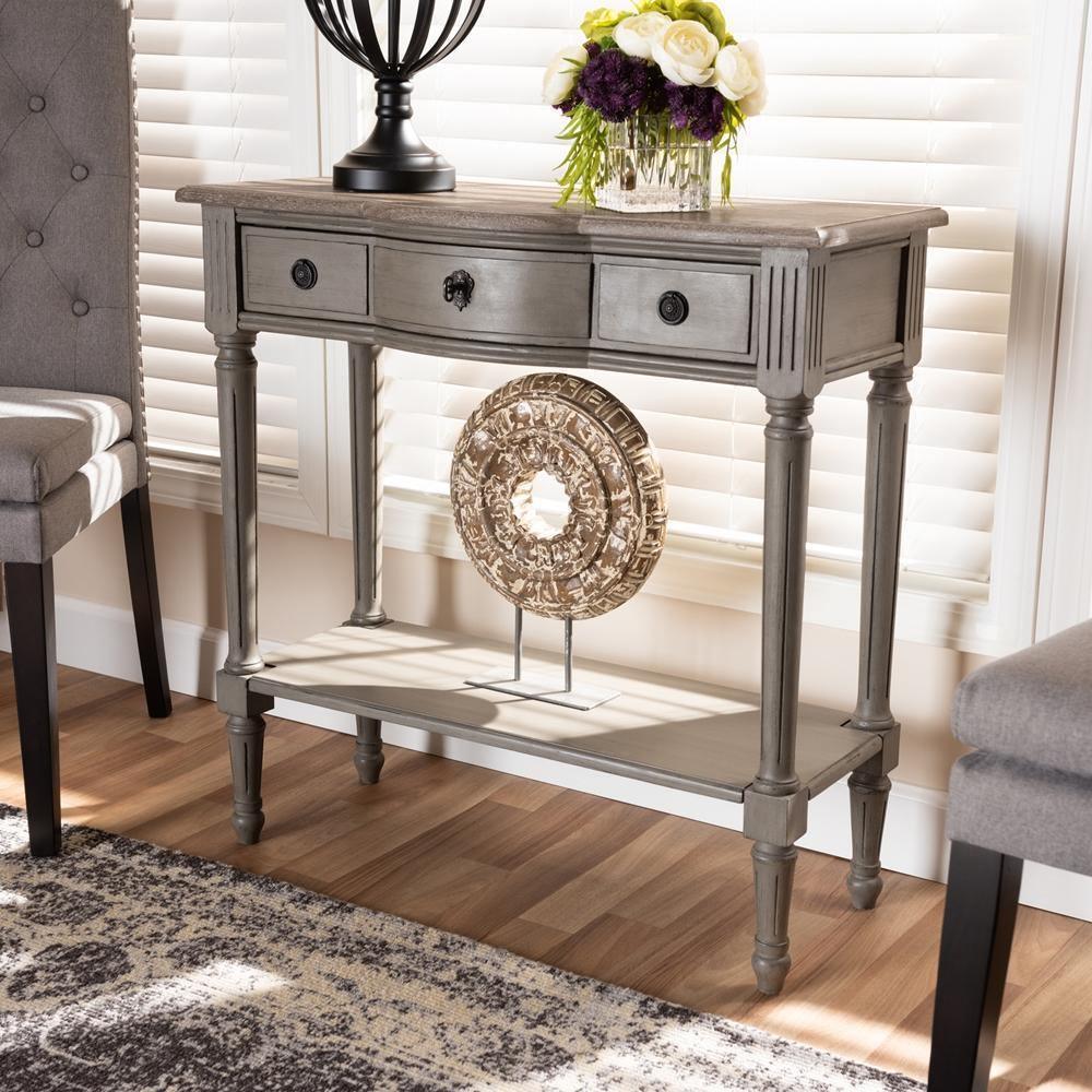 Noelle French Provincial Gray Finished 1-Drawer Wood Console Table FredCo
