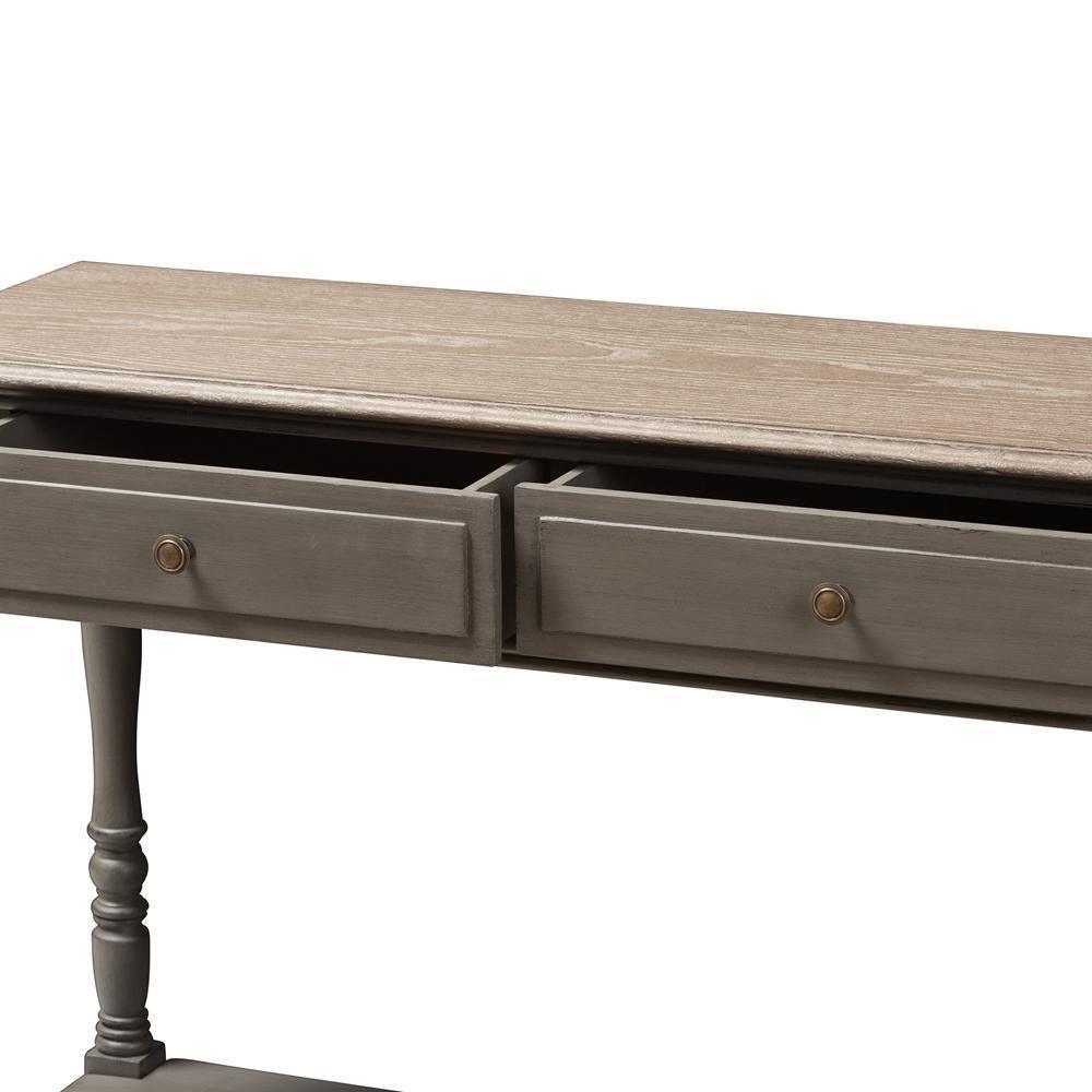 Noemie Country Cottage Farmhouse Brown Finished 2-Drawer Console Table FredCo