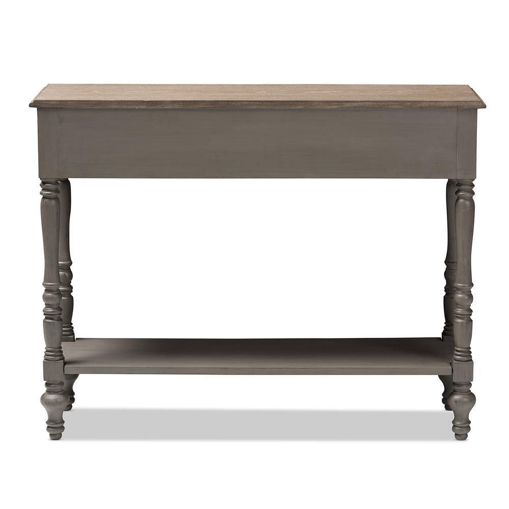 Noemie Country Cottage Farmhouse Brown Finished 2-Drawer Console Table FredCo