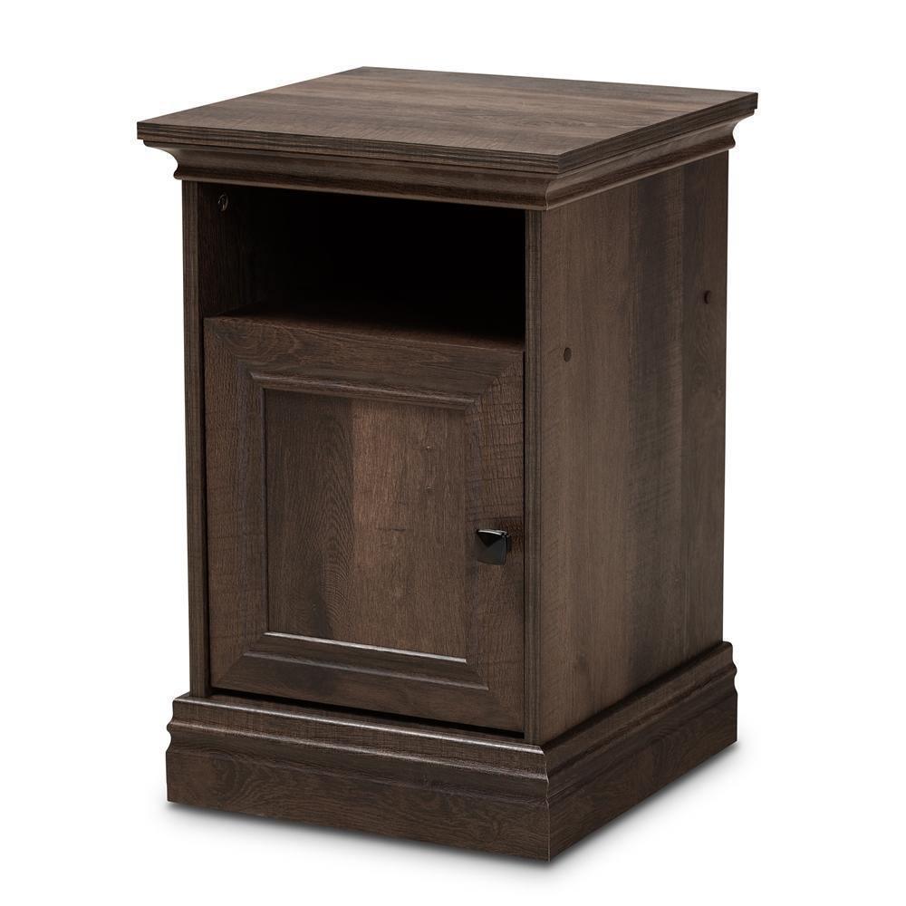Nolan Traditional Transitional Hazel Walnut Brown Finished 1-Door Wood Nightstand FredCo