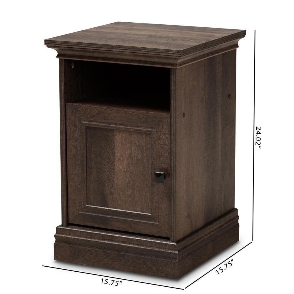 Nolan Traditional Transitional Hazel Walnut Brown Finished 1-Door Wood Nightstand FredCo