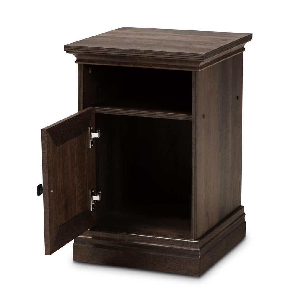 Nolan Traditional Transitional Hazel Walnut Brown Finished 1-Door Wood Nightstand FredCo