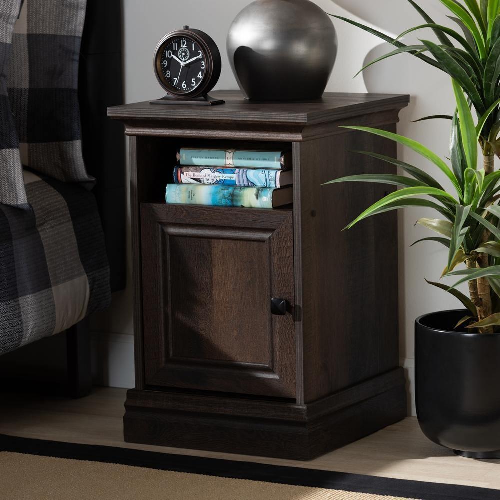 Nolan Traditional Transitional Hazel Walnut Brown Finished 1-Door Wood Nightstand FredCo