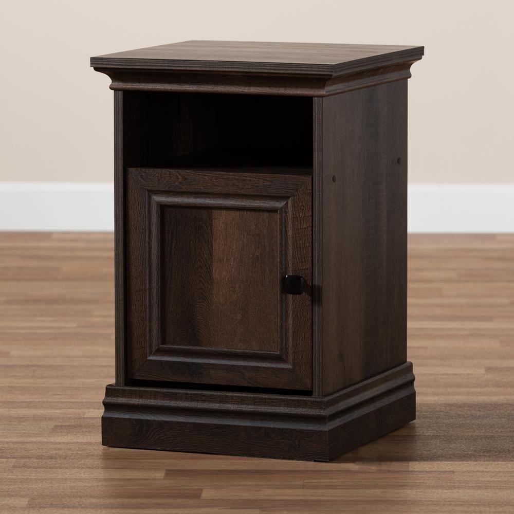 Nolan Traditional Transitional Hazel Walnut Brown Finished 1-Door Wood Nightstand FredCo
