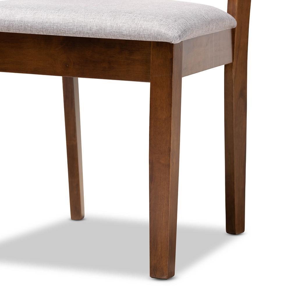 Norah Modern and Contemporary Grey Fabric Upholstered and Walnut Brown Finished Wood 5-Piece Dining Set FredCo