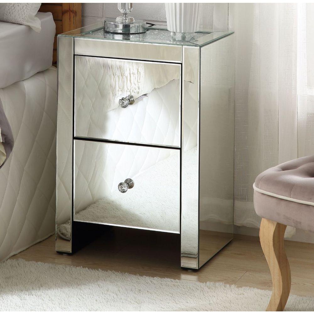 Noralie Accent Table Mirrored & Faux Diamonds FredCo