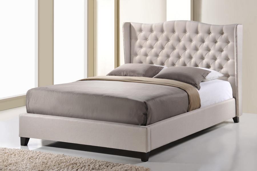 Norwich Light Beige Linen Modern Platform Bed -King Size FredCo