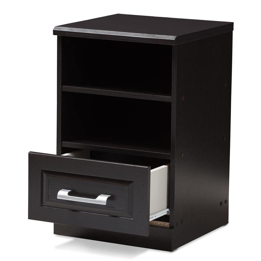 Odelia Modern and Contemporary Wenge Brown Finished 1-Drawer Nightstand FredCo
