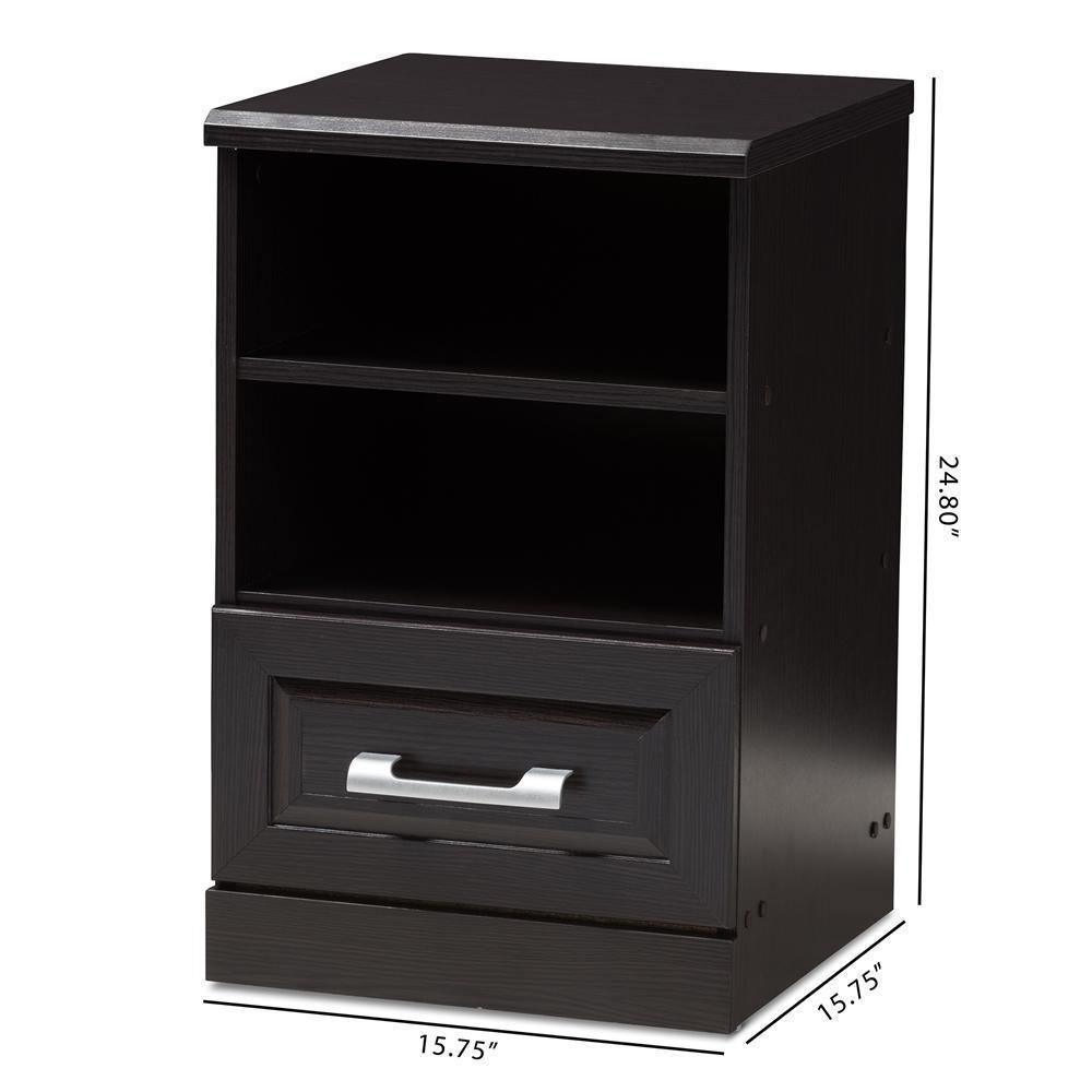 Odelia Modern and Contemporary Wenge Brown Finished 1-Drawer Nightstand FredCo