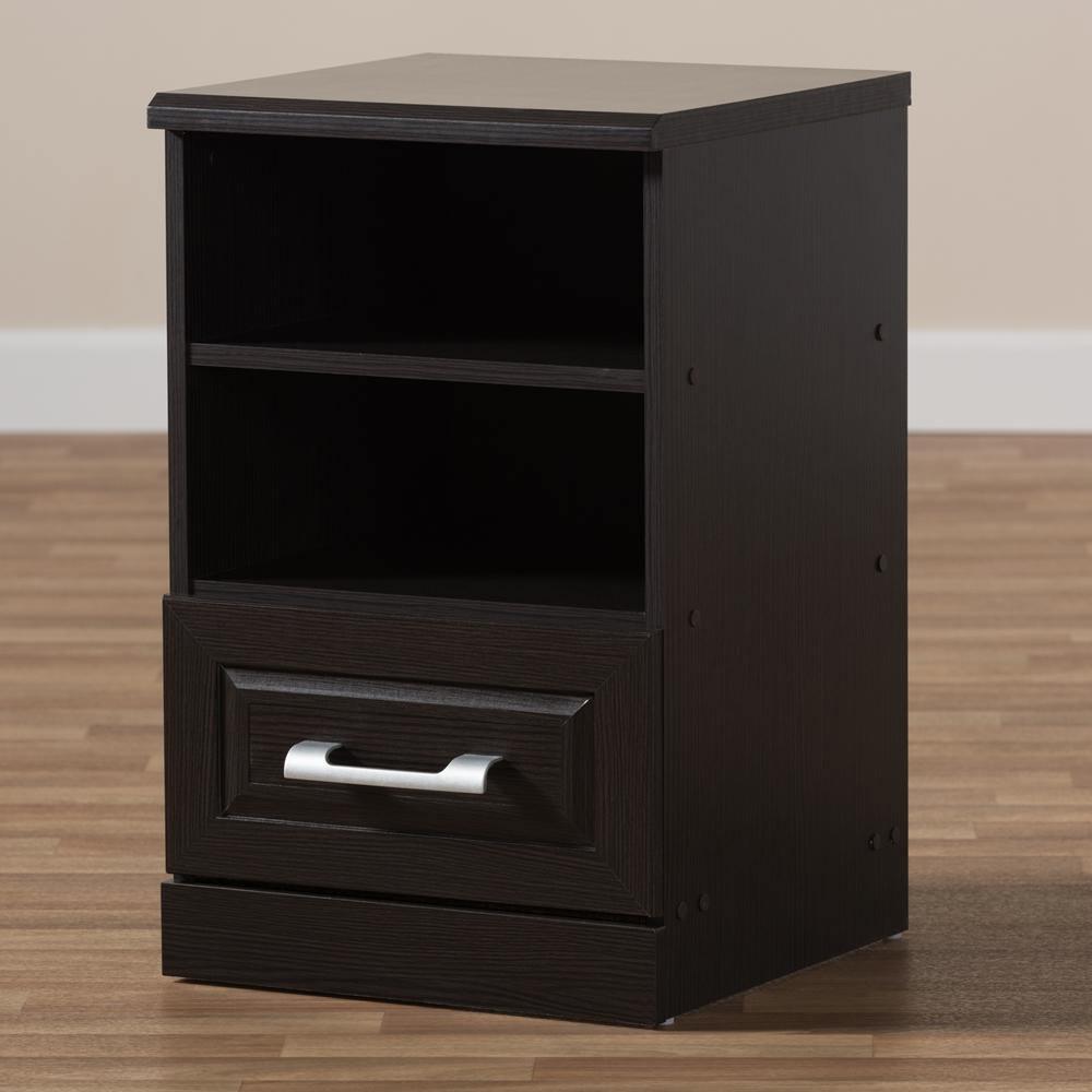 Odelia Modern and Contemporary Wenge Brown Finished 1-Drawer Nightstand FredCo