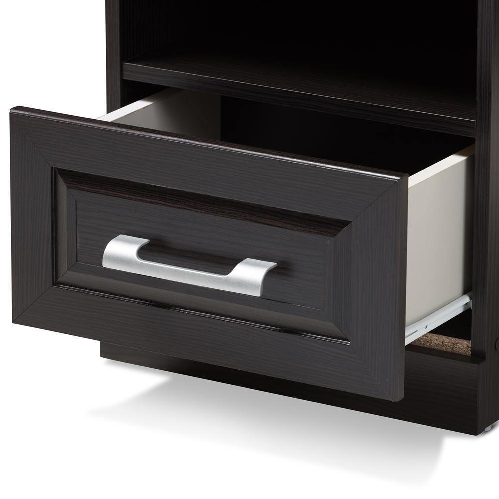 Odelia Modern and Contemporary Wenge Brown Finished 1-Drawer Nightstand FredCo