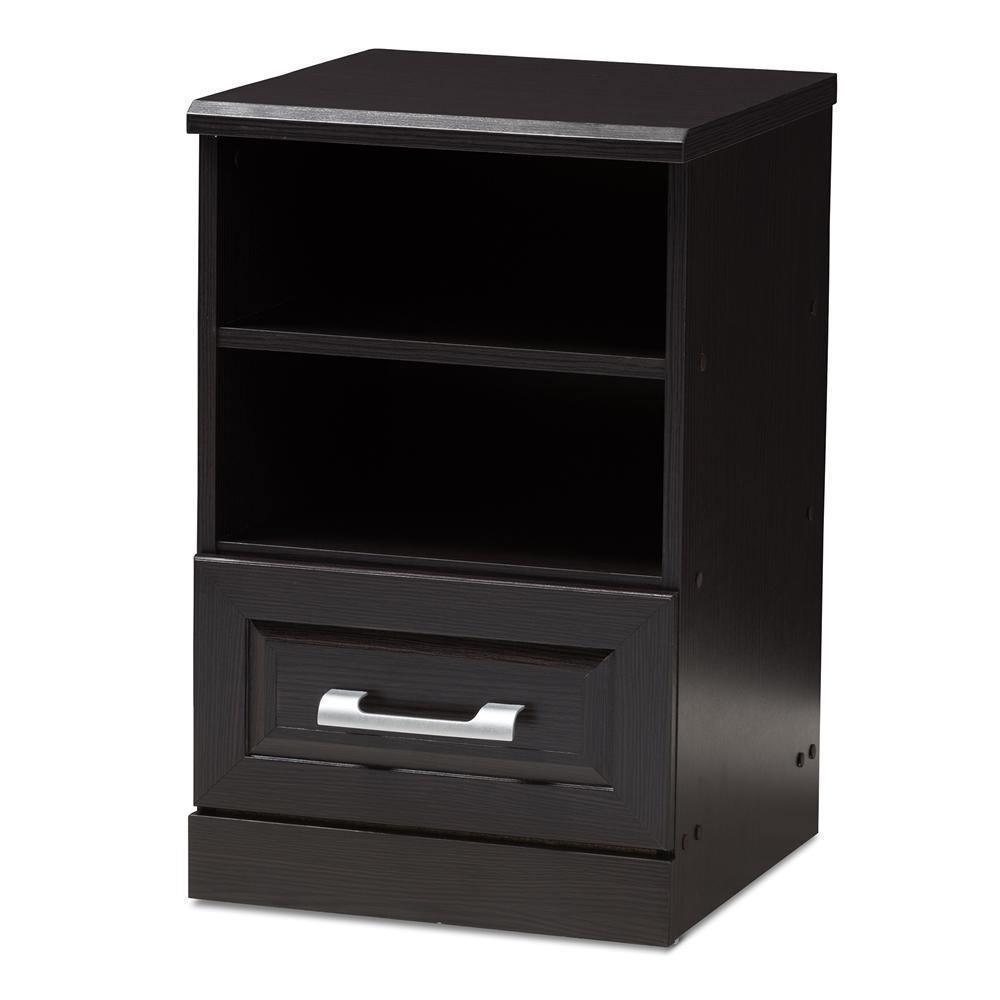 Odelia Modern and Contemporary Wenge Brown Finished 1-Drawer Nightstand FredCo