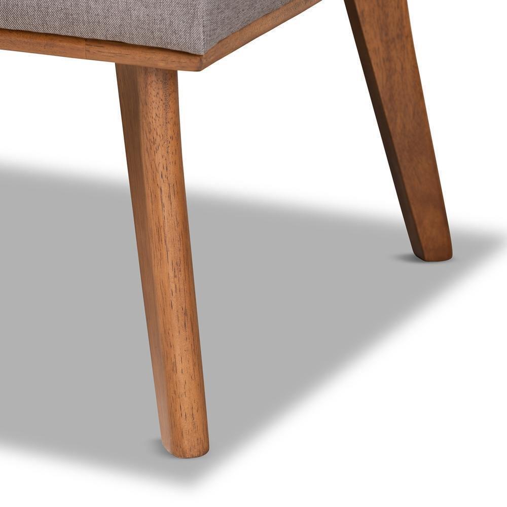 Odessa Mid-Century Modern Grey Fabric Upholstered and Walnut Brown Finished 2-Piece Wood Dining Nook Banquette Set FredCo