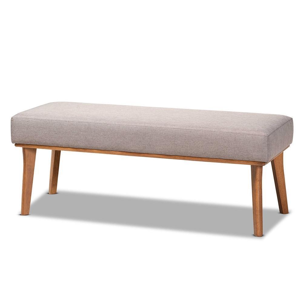 Odessa Mid-Century Modern Grey Fabric Upholstered and Walnut Brown Finished Wood 5-Piece Dining Nook Set FredCo