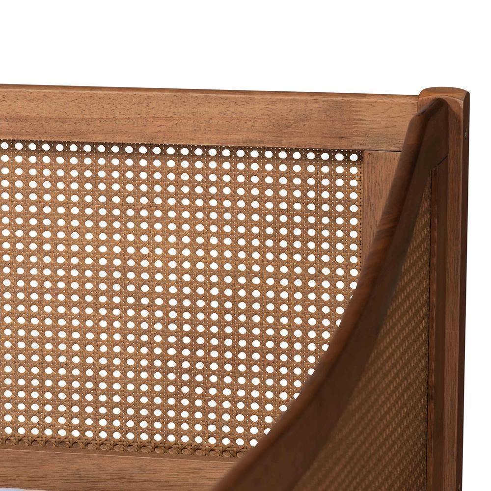 Ogden Mid-Century Modern Walnut Brown Finished Wood and Synthetic Rattan Twin Size Daybed FredCo