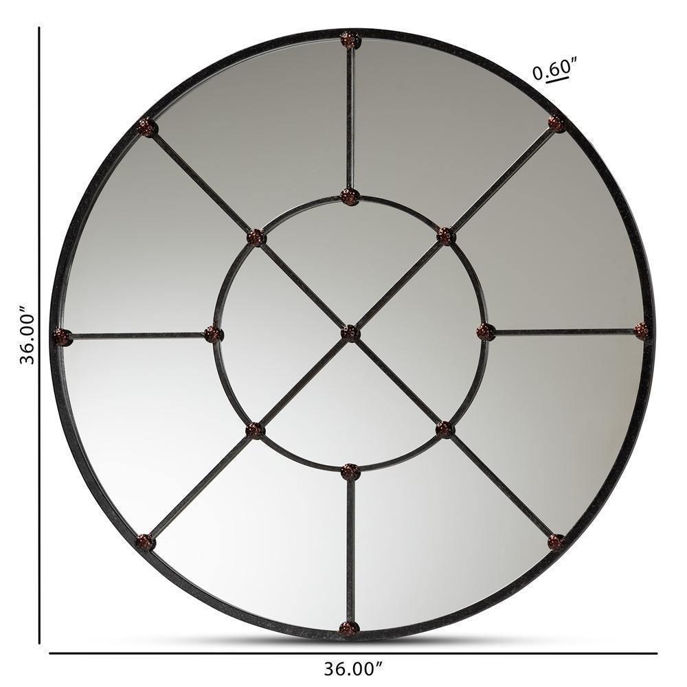 Ohara Modern and Contemporary Black Finished Metal Accent Wall Mirror FredCo