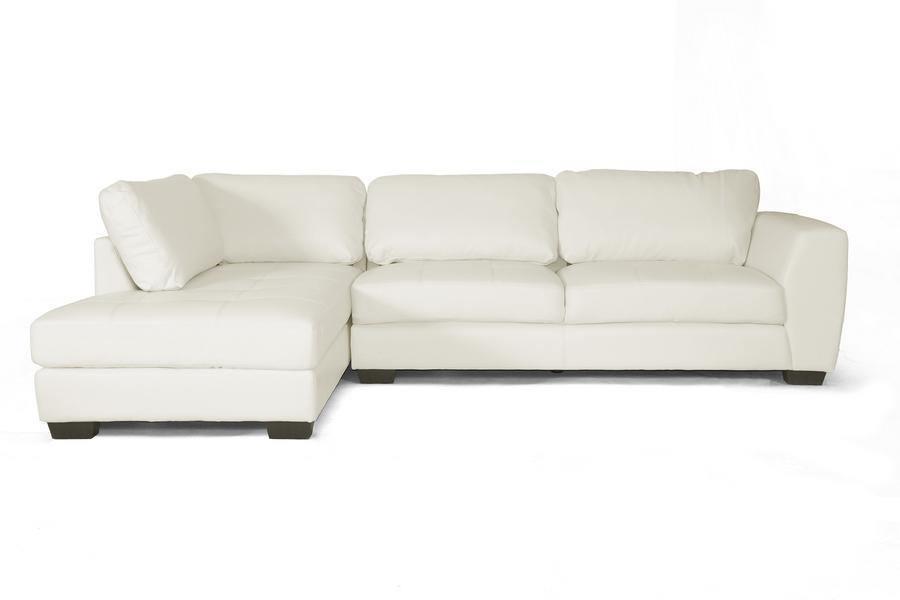 Orland White Leather Modern Sectional Sofa Set with Left Facing Chaise FredCo