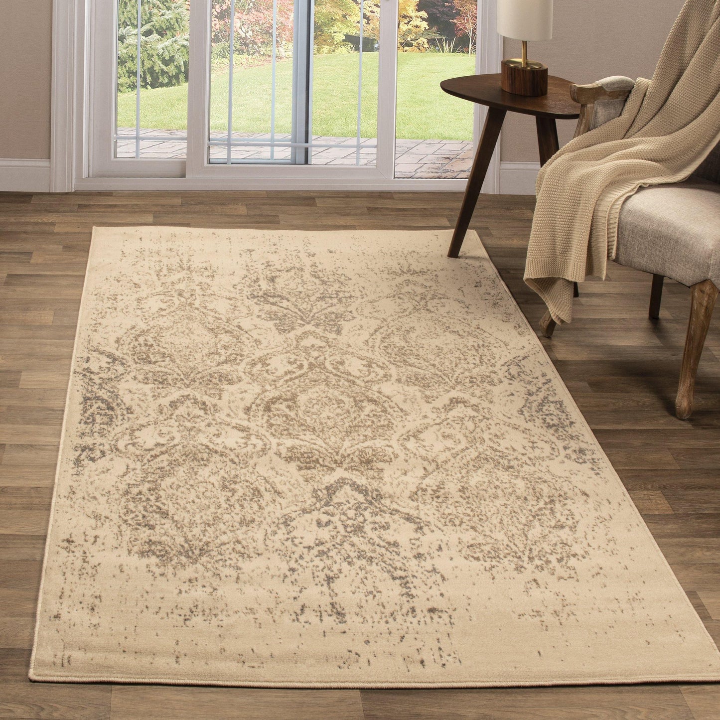 Otomar Vintage Damask Distressed Rug FredCo