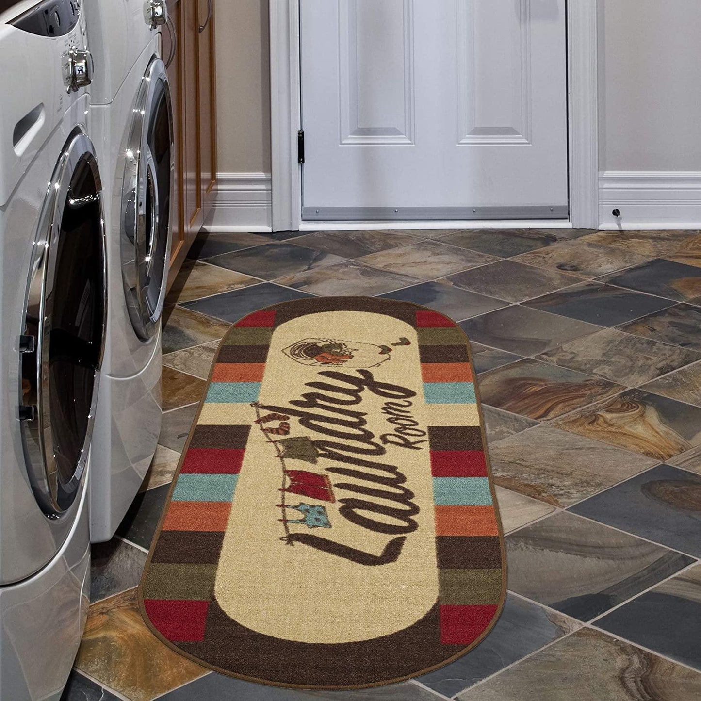 Ottomanson LA4019O-2X5 Washtown Runner Rug, 20"X59" Oval, Multicolor FredCo