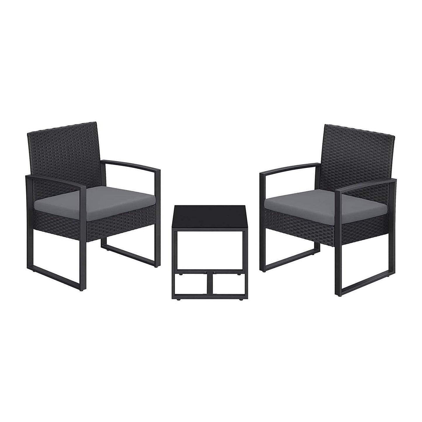 Outdoor Chairs & Table Set Gray & Black FredCo