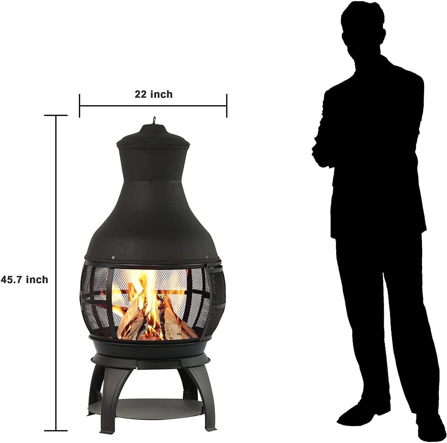 Outdoor Fireplace Cast Iron Wooden Fire Pit, Chimenea FredCo