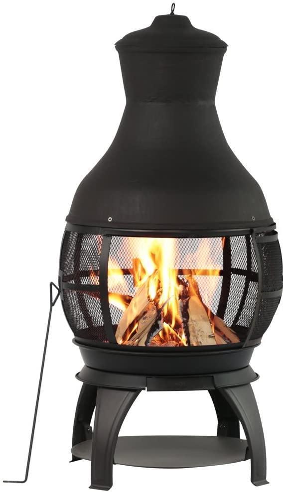 Outdoor Fireplace Cast Iron Wooden Fire Pit, Chimenea FredCo