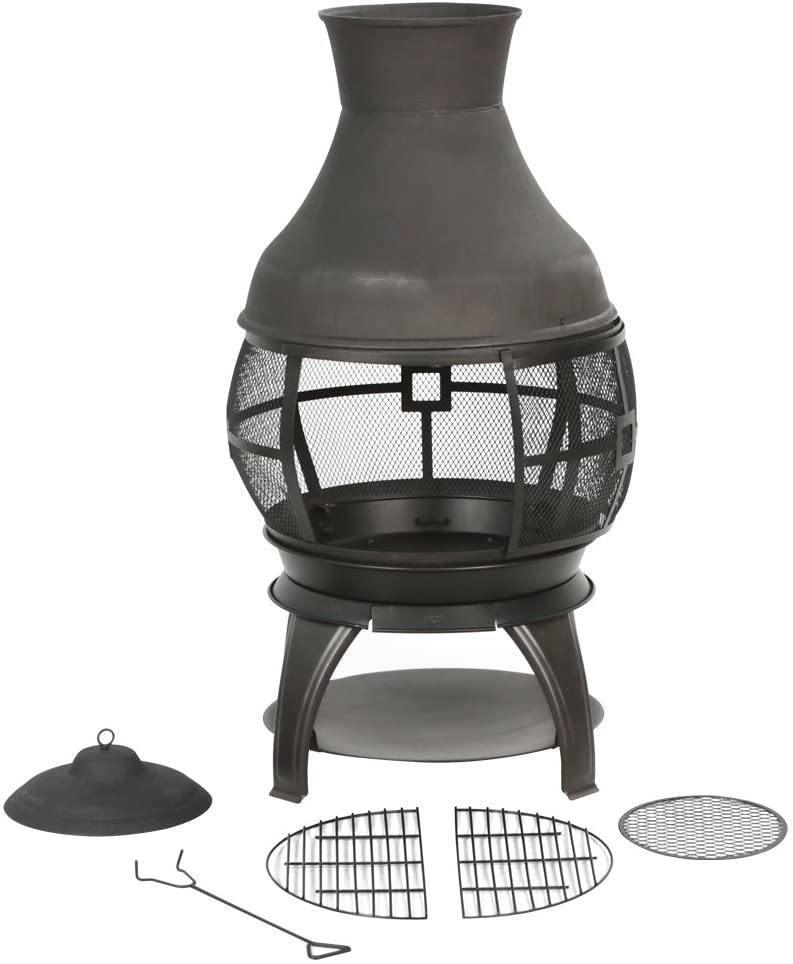 Outdoor Fireplace Cast Iron Wooden Fire Pit, Chimenea FredCo