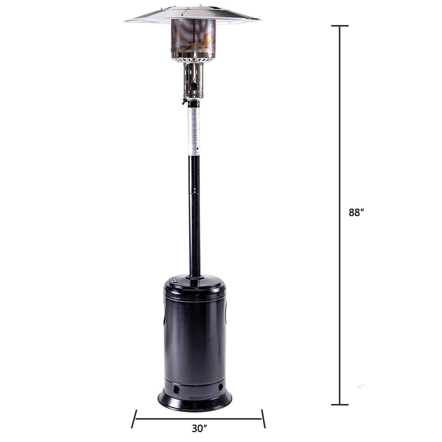 Outdoor Patio Propane Heater with Portable Wheels 47,000 BTU 88 inch Standing Gas Outside Heater Stainless Steel Burner FredCo