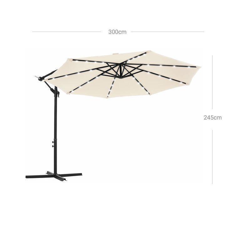 Outdoor Umbrella with Solar-Powered LED Lights Beige FredCo