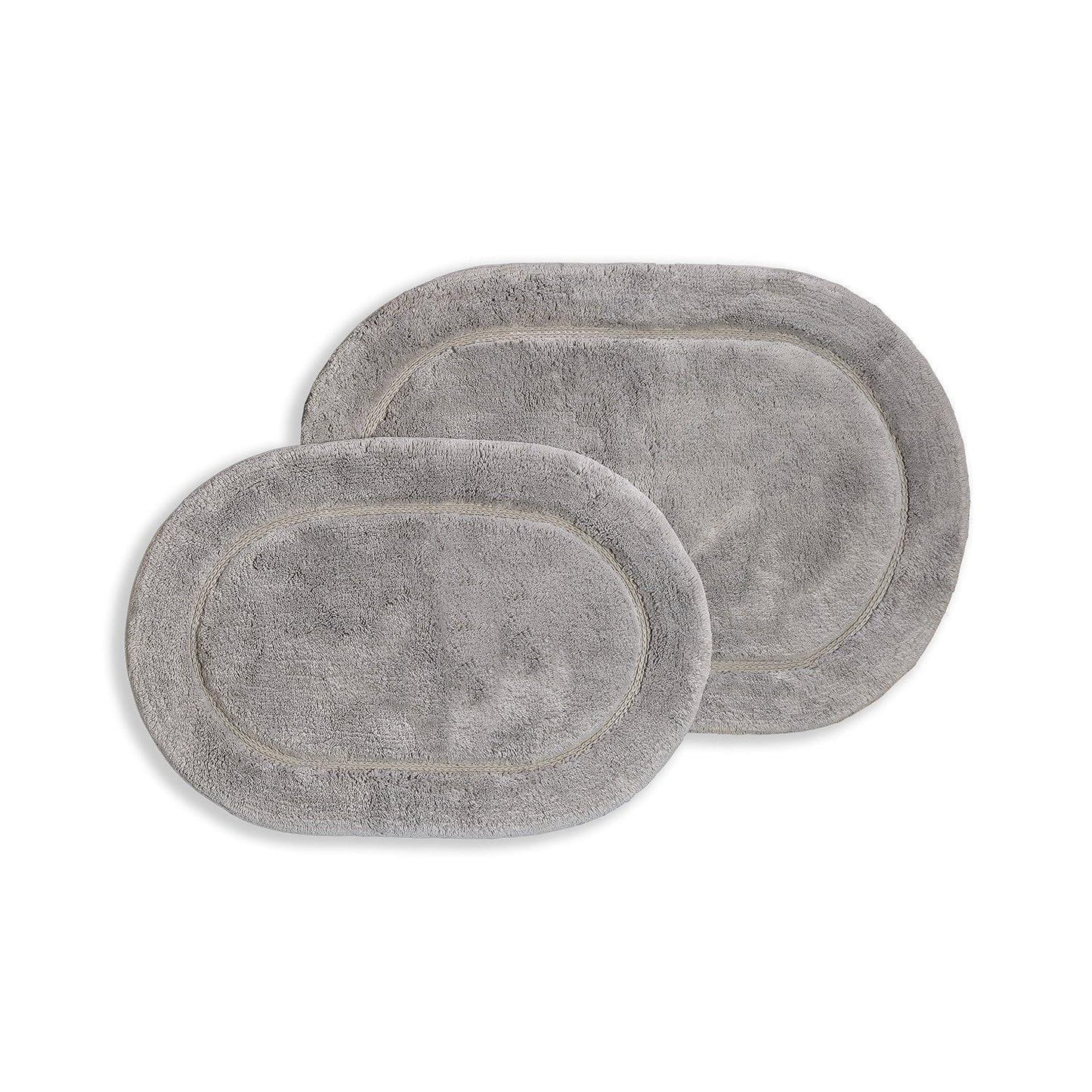 Oval 100% Combed Cotton Non-Skid 2-Piece Bath Rug Set FredCo