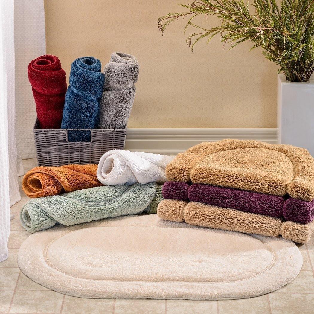Oval 100% Combed Cotton Non-Skid 2-Piece Bath Rug Set FredCo