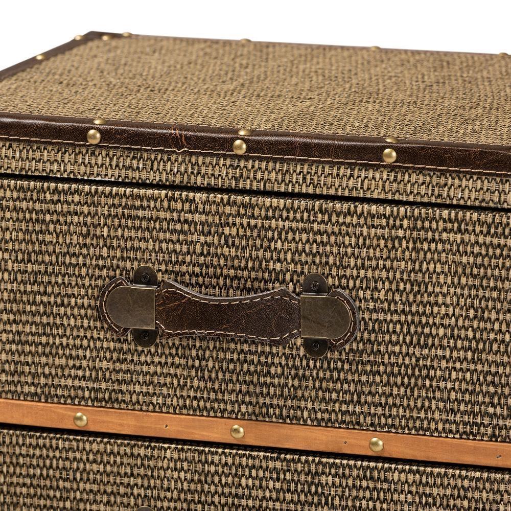 Owen Mid-Century Modern Brown Fabric Upholstered 4-Drawer Accent Storage Cabinet FredCo