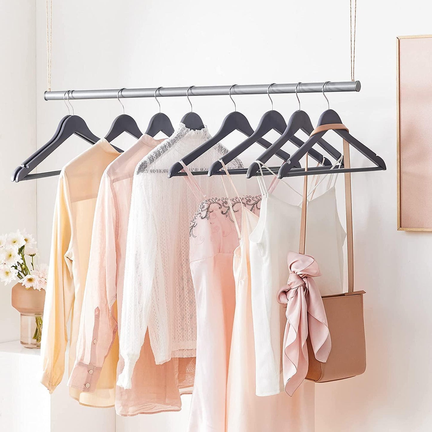 Pack of 20 Gray Wood Coat Hangers FredCo
