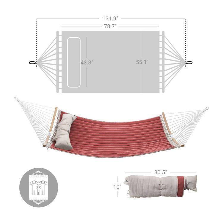 Padded Double Hammock Burgundy and Beige FredCo