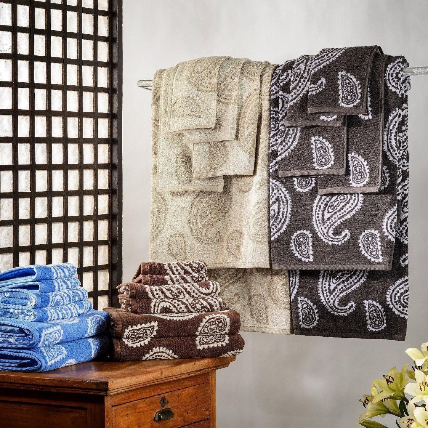 Paisley 100% Long Staple Combed Cotton Bath Towel Set, 2-Pieces FredCo