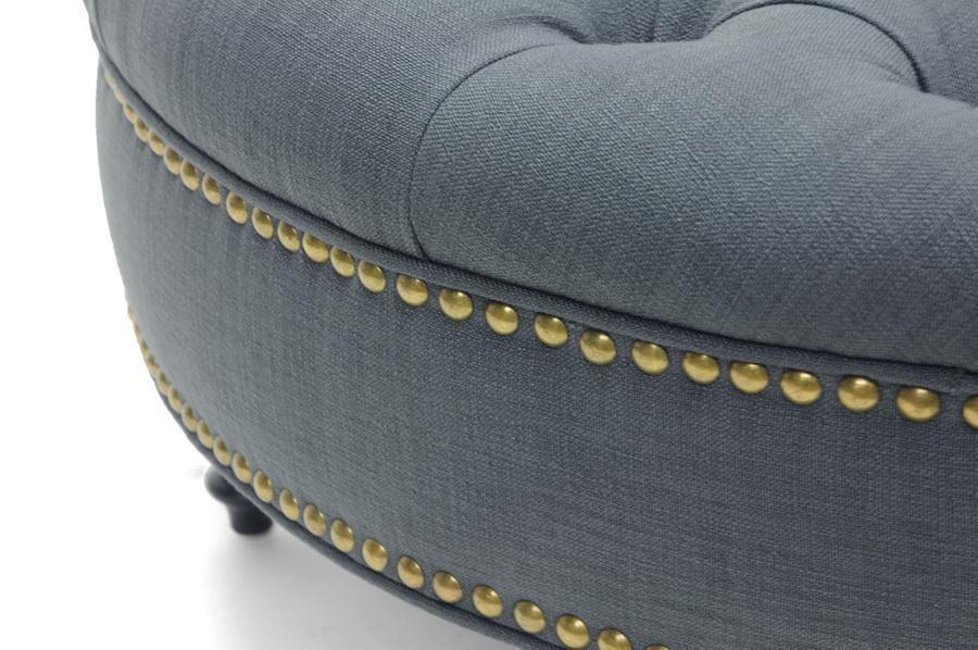 Palfrey Gray Linen Modern Tufted Ottoman FredCo