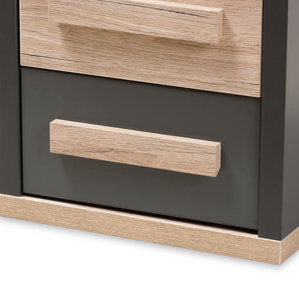 Pandora Modern and Contemporary Dark Grey and Light Brown Two-Tone 2-Drawer Nightstand FredCo