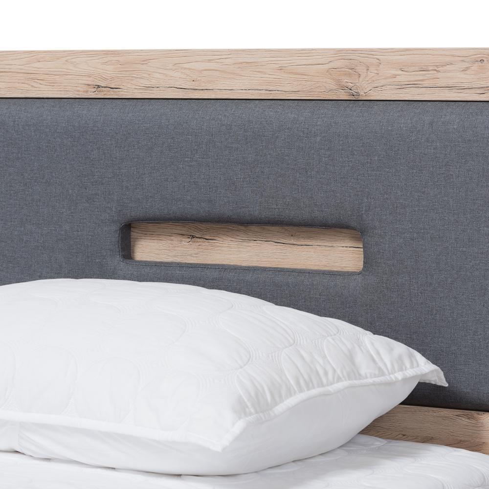 Pandora Modern and Contemporary Dark Grey and Light Brown Two-Tone 2-Drawer Twin Size Storage Platform Bed FredCo