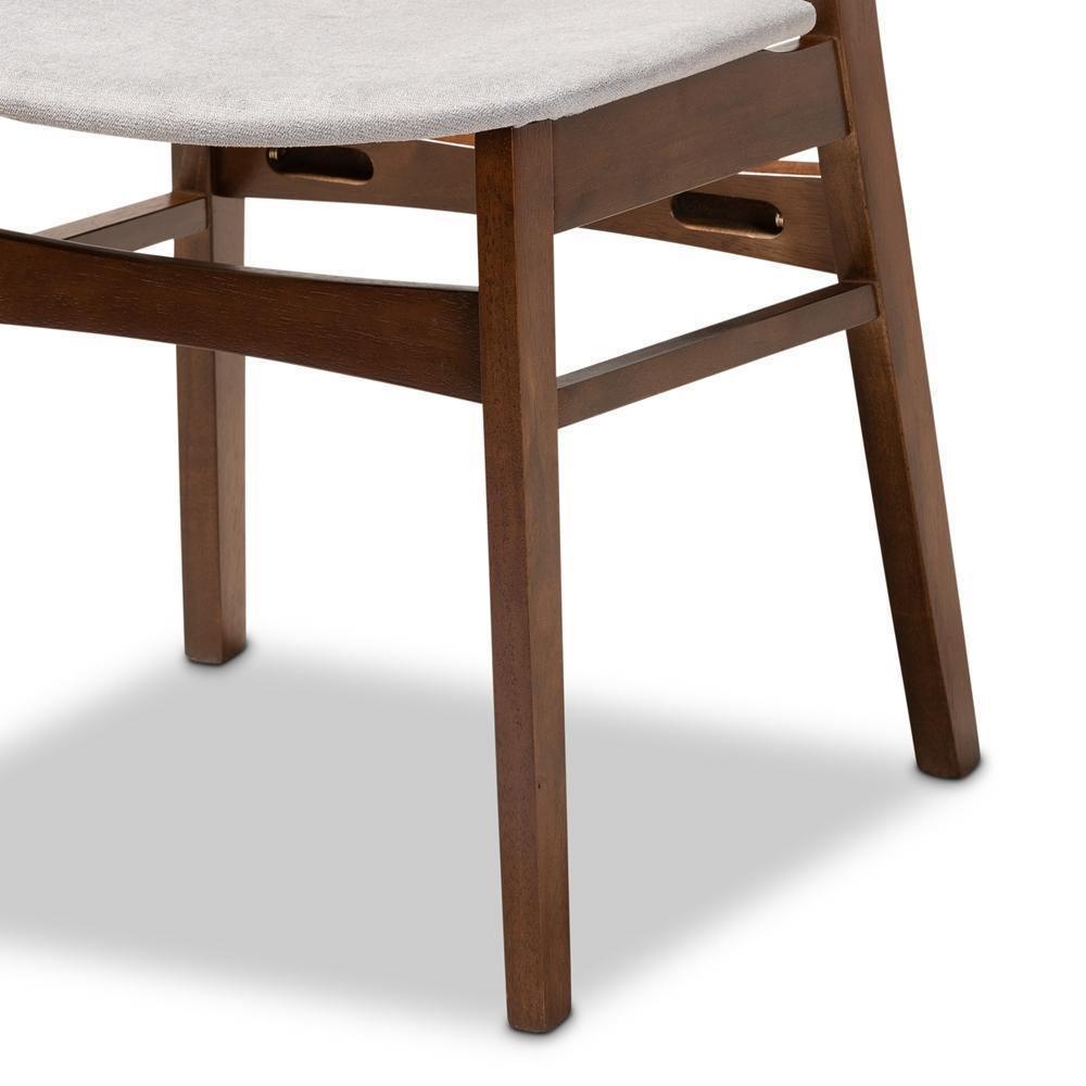 Paras Mid-Century Modern Transitional Light Grey Fabric Upholstered and Walnut Brown Wood 5-Piece Dining Set Marble Dining Table FredCo
