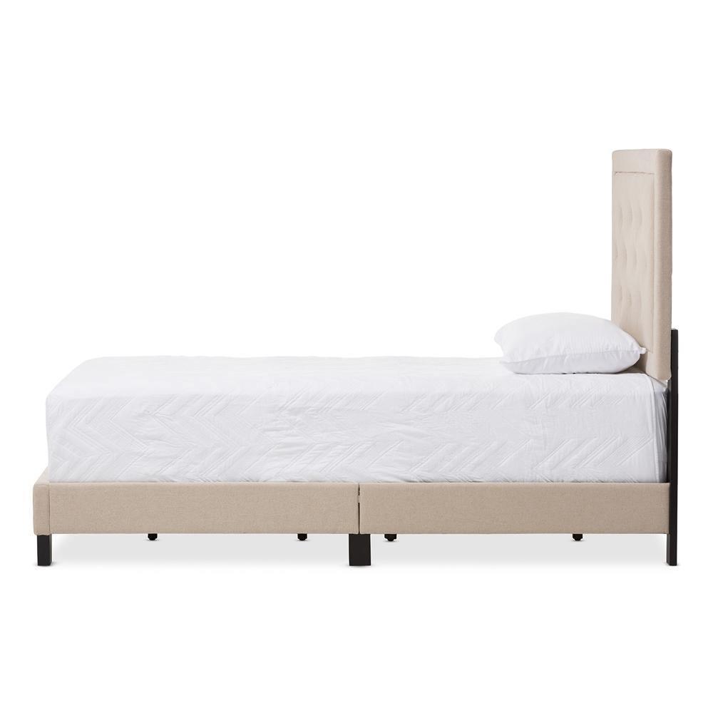 Paris Modern and Contemporary Beige Linen Upholstered Twin Size Tufting Bed FredCo