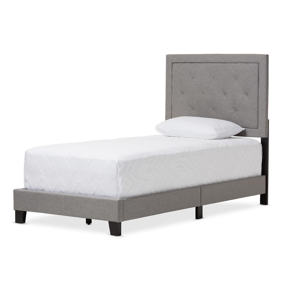 Paris Modern and Contemporary Grey Fabric Upholstered Twin Size Tufting Bed FredCo