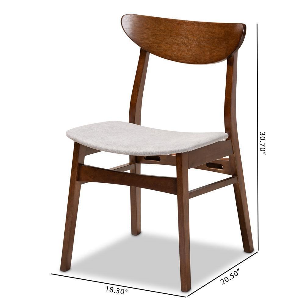 Parlin Mid-Century Modern Transitional Light Grey Fabric Upholstered and Walnut Brown Finished Wood 4-Piece Dining Chair Set FredCo