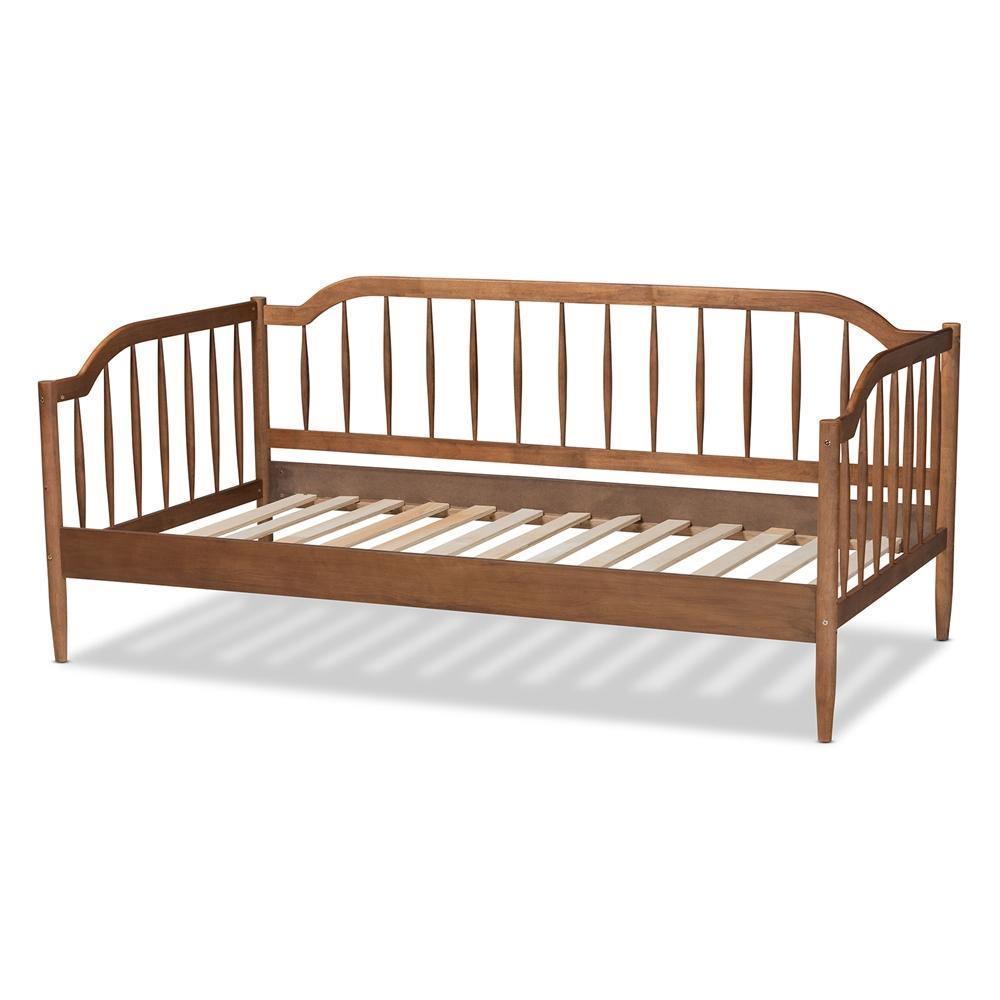 Parson Classic Mid-Century Modern Walnut Brown Finished Wood Twin Size Daybed FredCo